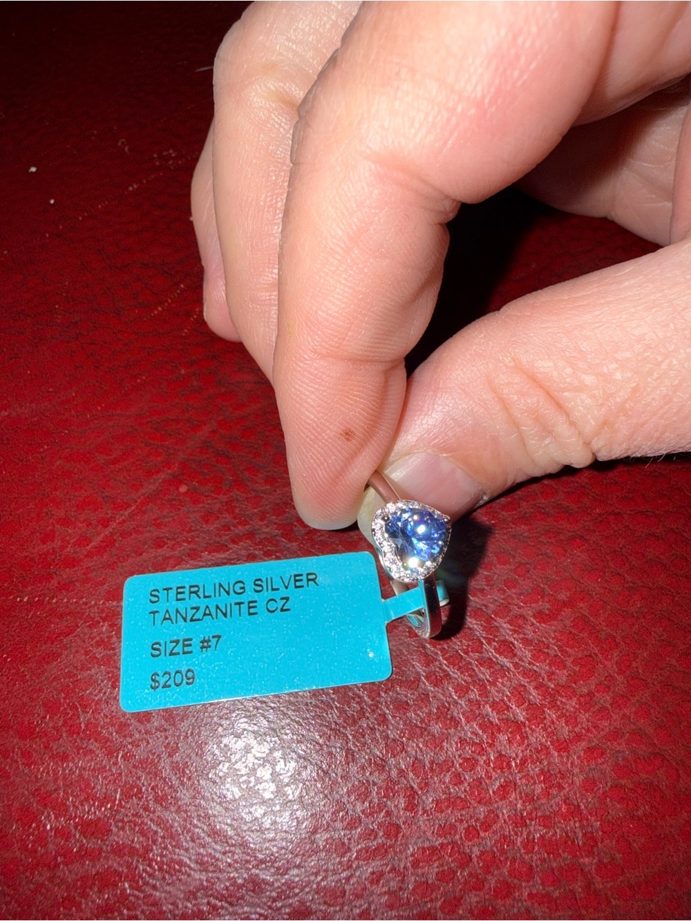 Sterling Silver Tanzanite CZ Ring - Blue Halo Design